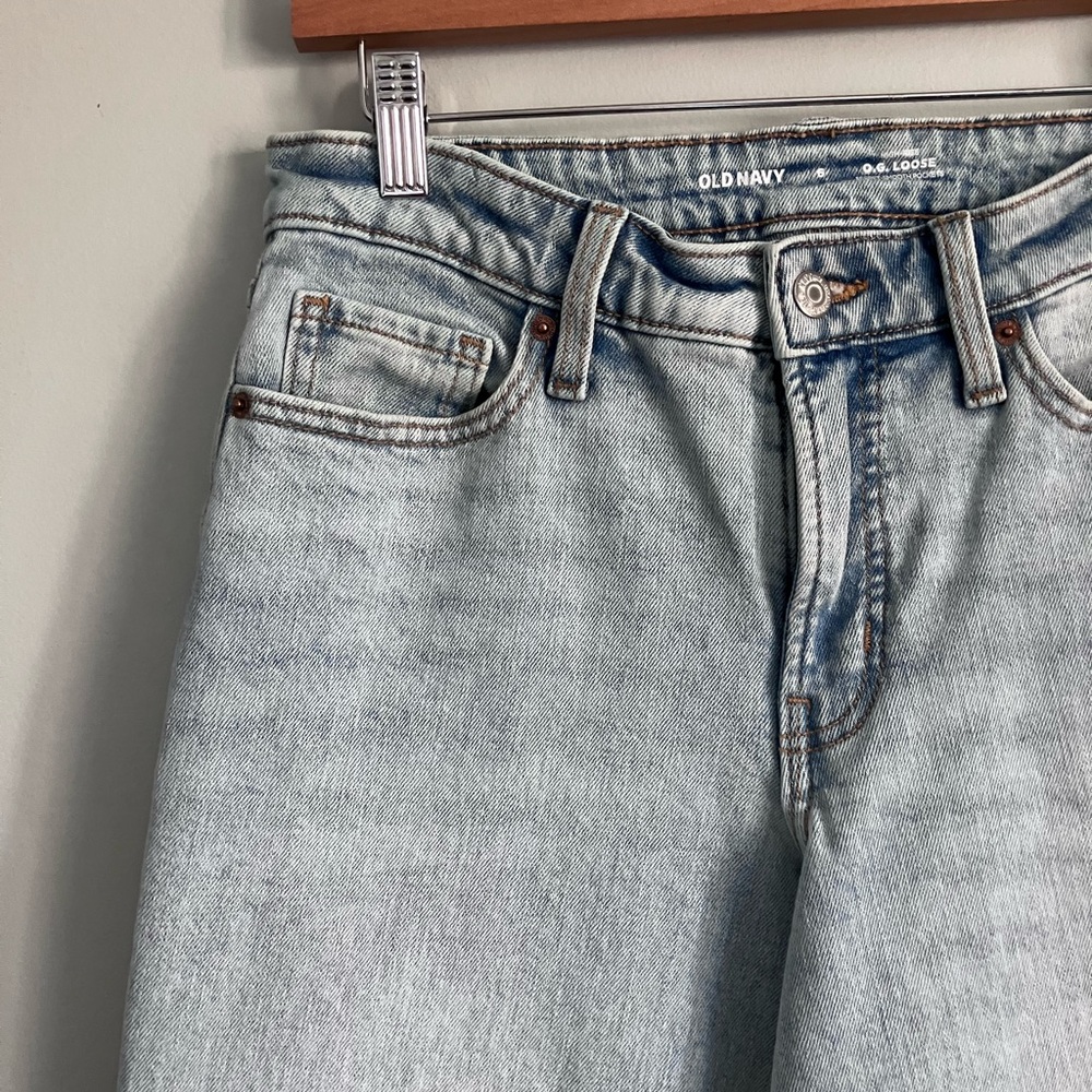 OLD NAVY O.G. Loose Wide Leg Light Wash High Rise Jeans Size 6 (measure 8-10) - Picture 2 of 11